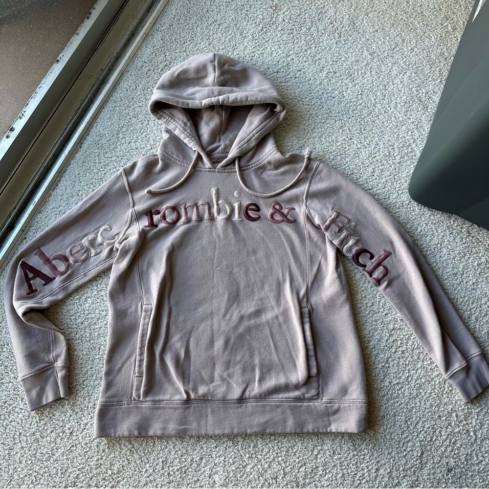 Abercrombie & Fitch XS Hoodie Y2K Logo Light Mauve Sweatshirt